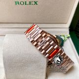 Đồng Hồ Rolex Day-Date 36mm 128235 Rep 1:1 Cao Cấp Vỏ Vàng Hồng Mặt Nâu Chocolate Cọc Số Đá Dây Kim Loại
