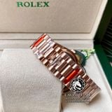 Đồng Hồ Rolex Day-Date 36mm 118235 Rep 1:1 Cao Cấp Vỏ Vàng Hồng Mặt Nâu Chocolate Cọc Số Đính Đá Và Ruby Đỏ Dây Kim Loại