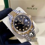 Đồng Hồ Rolex Datejust 41mm 126333-0006 Rep 1:1 Chế Tác Vỏ Demi Bọc Vàng Mặt Đen Cọc Số Độ Kim Cương Thiên Nhiên Dây Kim Loại Jubilee