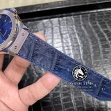 Dây Da Đồng Hồ Hublot Classic Fusion Cá Sấu Alligator Màu Xanh Dương Nhập Khẩu Pháp