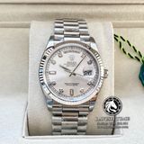 Đồng Hồ Rolex Day-Date 36mm 118239-003 Rep 1:1 Cao Cấp Vỏ Bạc Mặt Xám Cọc Số Đính Đá Dây Kim Loại