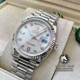 Đồng Hồ Rolex Day-Date 36mm 118239-003 Rep 1:1 Cao Cấp Vỏ Bạc Mặt Xám Cọc Số Đính Đá Dây Kim Loại