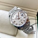 Đồng Hồ Rolex Day-Date 36mm 118239-003 Rep 1:1 Cao Cấp Vỏ Bạc Mặt Xám Cọc Số Đính Đá Dây Kim Loại