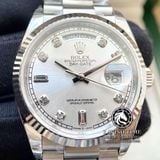 Đồng Hồ Rolex Day-Date 36mm 118239-003 Rep 1:1 Cao Cấp Vỏ Bạc Mặt Xám Cọc Số Đính Đá Dây Kim Loại