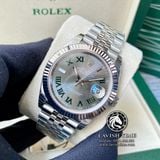 Đồng Hồ Rolex Datejust 41mm 126334-0022 Rep 1:1 Cao Cấp Vỏ Bạc Mặt Xám Cọc Số La Mã Dây Kim Loại Jubilee