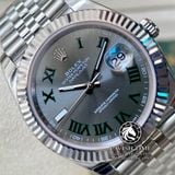 Đồng Hồ Rolex Datejust 41mm 126334-0022 Rep 1:1 Cao Cấp Vỏ Bạc Mặt Xám Cọc Số La Mã Dây Kim Loại Jubilee