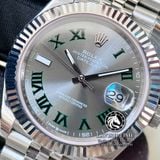 Đồng Hồ Rolex Datejust 41mm 126334-0022 Rep 1:1 Cao Cấp Vỏ Bạc Mặt Xám Cọc Số La Mã Dây Kim Loại Jubilee