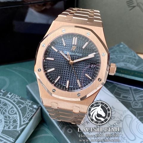 Đồng Hồ Audemars Piguet Royal Oak 15500OR.OO.1220OR.01 Rep 1:1 Vỏ Vàng Hồng Mặt Đen Dây Kim Loại