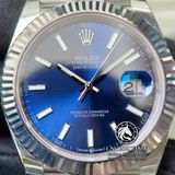 Đồng Hồ Rolex Datejust 41mm 126334-0002 Rep 1:1 Cao Cấp Vỏ Bạc Mặt Xanh Dương Cọc Số Vạch Dây Kim Loại Jubilee