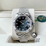 Đồng Hồ Rolex Datejust 41mm 126334-0012 Rep 1:1 Cao Cấp Vỏ Bạc Mặt Đen Cọc Số Đá Dây Kim Loại Jubilee