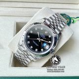 Đồng Hồ Rolex Datejust 41mm 126334-0012 Rep 1:1 Cao Cấp Vỏ Bạc Mặt Đen Cọc Số Đá Dây Kim Loại Jubilee