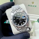 Đồng Hồ Rolex Datejust 41mm 126334-0012 Rep 1:1 Cao Cấp Vỏ Bạc Mặt Đen Cọc Số Đá Dây Kim Loại Jubilee
