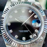 Đồng Hồ Rolex Datejust 41mm 126334-0012 Rep 1:1 Cao Cấp Vỏ Bạc Mặt Đen Cọc Số Đá Dây Kim Loại Jubilee