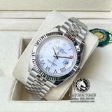 Đồng Hồ Rolex Datejust 41mm 126334-0024 Rep 1:1 Cao Cấp Vỏ Bạc Mặt Trắng Cọc Số La Mã Dây Kim Loại Jubilee