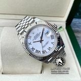 Đồng Hồ Rolex Datejust 41mm 126334-0024 Rep 1:1 Cao Cấp Vỏ Bạc Mặt Trắng Cọc Số La Mã Dây Kim Loại Jubilee