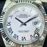 Đồng Hồ Rolex Datejust 41mm 126334-0024 Rep 1:1 Cao Cấp Vỏ Bạc Mặt Trắng Cọc Số La Mã Dây Kim Loại Jubilee