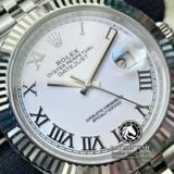 Đồng Hồ Rolex Datejust 41mm 126334-0024 Rep 1:1 Cao Cấp Vỏ Bạc Mặt Trắng Cọc Số La Mã Dây Kim Loại Jubilee