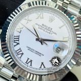 Đồng Hồ Rolex Datejust 41mm 126334-0024 Rep 1:1 Cao Cấp Vỏ Bạc Mặt Trắng Cọc Số La Mã Dây Kim Loại Jubilee