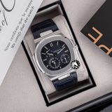 Đồng Hồ Patek Philippe Nautilus 5712/A-001 Rep 1:1 Chế Tác Vỏ Bạc Mặt Xanh Dương Dây Da