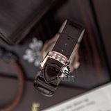 Đồng Hồ Patek Philippe Nautilus 5724/R-001 Rep 1:1 Chế Tác Vỏ Vàng Hồng Niềng Bezel Đính Đá Mặt Xám Dây Da