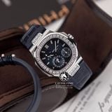 Đồng Hồ Patek Philippe Nautilus 5724/G-001 Rep 1:1 Chế Tác Vỏ Bạc Niềng Bezel Đính Đá Mặt Xanh Dương Dây Da