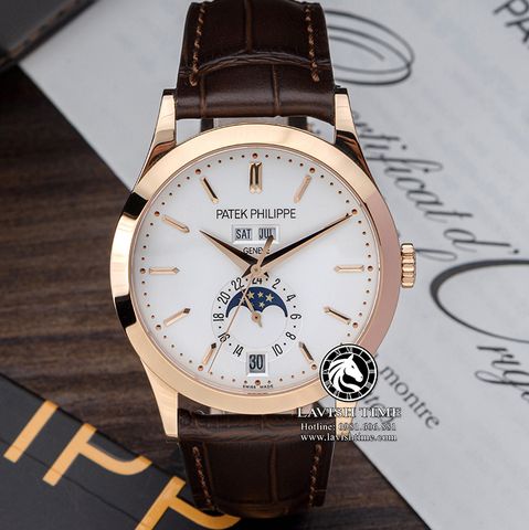 Đồng Hồ Patek Philippe Complications 5396R-011 Rep 1:1 Chế Tác Vỏ Vàng Hồng Mặt Trắng Dây Da