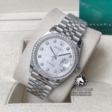 Đồng Hồ Rolex Datejust 36mm 116234-0087 Rep 1:1 Chế Tác Vỏ Bạc Viền Bezel Độ Kim Cương Thiên Nhiên - Moissanite Mặt Vi Tính Bạc Cọc Số Đính Đá Dây Kim Loại Jubilee