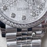 Đồng Hồ Rolex Datejust 36mm 116234-0087 Rep 1:1 Chế Tác Vỏ Bạc Viền Bezel Độ Kim Cương Thiên Nhiên - Moissanite Mặt Vi Tính Bạc Cọc Số Đính Đá Dây Kim Loại Jubilee