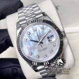 Đồng Hồ Rolex Datejust 41mm 126334 Rep 1:1 Chế Tác Vỏ Bạc Mặt Số Độ Xà Cừ Vân Mây Cọc Số Kim Cương Thiên Nhiên Dây Kim Loại Jubilee