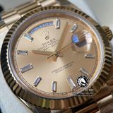 Đồng Hồ Rolex Day-Date 40mm 228238-0005 Rep 1:1 Cao Cấp Vỏ Vàng Kim Mặt Vàng Cọc Số Đính Đá Dây Kim Loại