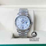 Đồng Hồ Rolex Day-Date 36mm 128239-0007 Rep 1:1 Cao Cấp Vỏ Bạc Mặt Xà Cừ Trắng Cọc Số Đá Dây Kim Loại