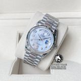 Đồng Hồ Rolex Day-Date 36mm 128239-0007 Rep 1:1 Cao Cấp Vỏ Bạc Mặt Xà Cừ Trắng Cọc Số Đá Dây Kim Loại