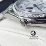 Đồng Hồ Rolex Day-Date 36mm 128349RBR-0004 Rep 1:1 Cao Cấp Vỏ Bạc Mặt Xà Cừ Trắng Niềng Bezel Đính Đá Dây Kim Loại