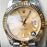Đồng Hồ Rolex Datejust 41mm 126333-0010 Rep 1:1 Cao Cấp Vỏ Demi Vàng Kim Mặt Vàng Cọc Số Vạch Dây Kim Loại Jubilee