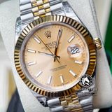 Đồng Hồ Rolex Datejust 41mm 126333-0010 Rep 1:1 Cao Cấp Vỏ Demi Vàng Kim Mặt Vàng Cọc Số Vạch Dây Kim Loại Jubilee