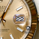 Đồng Hồ Rolex Datejust 41mm 126333-0010 Rep 1:1 Cao Cấp Vỏ Demi Vàng Kim Mặt Vàng Cọc Số Vạch Dây Kim Loại Jubilee