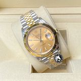 Đồng Hồ Rolex Datejust 41mm 126333-0010 Rep 1:1 Cao Cấp Vỏ Demi Vàng Kim Mặt Vàng Cọc Số Vạch Dây Kim Loại Jubilee