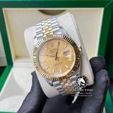 Đồng Hồ Rolex Datejust 41mm 126333-0010 Rep 1:1 Cao Cấp Vỏ Demi Vàng Kim Mặt Vàng Cọc Số Vạch Dây Kim Loại Jubilee