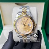 Đồng Hồ Rolex Datejust 41mm 126333-0010 Rep 1:1 Cao Cấp Vỏ Demi Vàng Kim Mặt Vàng Cọc Số Vạch Dây Kim Loại Jubilee