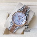 Đồng Hồ Rolex Datejust 36mm 126231 Rep 1:1 Cao Cấp Vỏ Demi Vàng Hồng Mặt Xà Cừ Trắng Cọc Số Đính Đá Dây Kim Loại Julibee