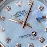 Đồng Hồ Rolex Datejust 36mm 126231 Rep 1:1 Cao Cấp Vỏ Demi Vàng Hồng Mặt Xà Cừ Trắng Cọc Số Đính Đá Dây Kim Loại Julibee