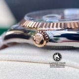 Đồng Hồ Rolex Datejust 36mm 126231 Rep 1:1 Cao Cấp Vỏ Demi Vàng Hồng Mặt Xà Cừ Trắng Cọc Số Đính Đá Dây Kim Loại Julibee