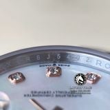 Đồng Hồ Rolex Datejust 36mm 126231 Rep 1:1 Cao Cấp Vỏ Demi Vàng Hồng Mặt Xà Cừ Trắng Cọc Số Đính Đá Dây Kim Loại Julibee