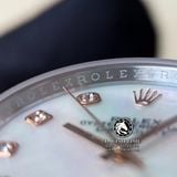 Đồng Hồ Rolex Datejust 36mm 126231 Rep 1:1 Cao Cấp Vỏ Demi Vàng Hồng Mặt Xà Cừ Trắng Cọc Số Đính Đá Dây Kim Loại Julibee