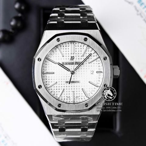 Đồng Hồ Audemars Piguet Royal Oak 15400ST.OO.1220ST.02 Rep 1:1 Chế Tác Vỏ Bạc Mặt Trắng Dây Kim Loại