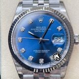 Đồng Hồ Rolex Datejust 36mm 126234-0037 Rep 1:1 Cao Cấp Vỏ Bạc Mặt Xanh Dương Cọc Số Đính Đá Dây Kim Loại Jubilee
