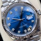Đồng Hồ Rolex Datejust 36mm 126234-0037 Rep 1:1 Cao Cấp Vỏ Bạc Mặt Xanh Dương Cọc Số Đính Đá Dây Kim Loại Jubilee