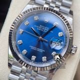 Đồng Hồ Rolex Datejust 36mm 126234-0037 Rep 1:1 Cao Cấp Vỏ Bạc Mặt Xanh Dương Cọc Số Đính Đá Dây Kim Loại Jubilee