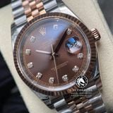 Đồng Hồ Rolex Datejust 36mm 126231 Rep 1:1 Cao Cấp Vỏ Demi Vàng Hồng Mặt Nâu Chocolate Cọc Số Đính Đá Dây Kim Loại Jubilee