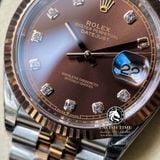 Đồng Hồ Rolex Datejust 36mm 126231 Rep 1:1 Cao Cấp Vỏ Demi Vàng Hồng Mặt Nâu Chocolate Cọc Số Đính Đá Dây Kim Loại Jubilee